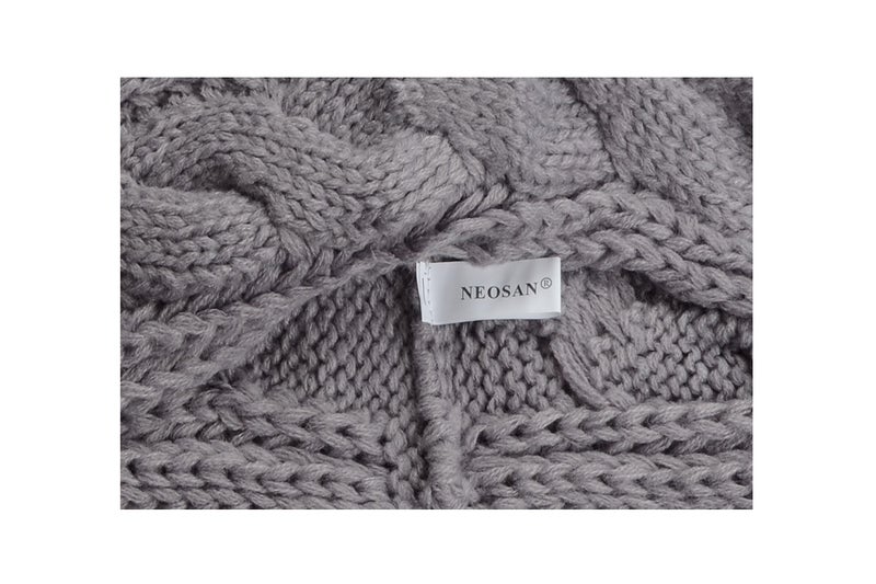 NEOSAN Womens Thick Ribbed Knit Winter Infinity Circle Loop Scarf Twist Grey - Image 4